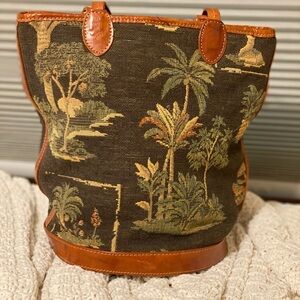 Tommy Bahama Brown Canvas Tote with Leather Accents